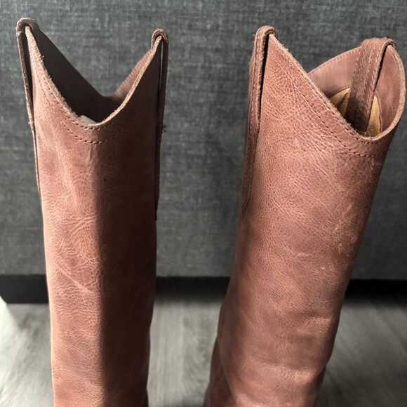 FRYE | Women's Ray Western Pull-On Seam Tall Leather Boots 6.5 Brown Cognac Soft - Picture 5 of 11